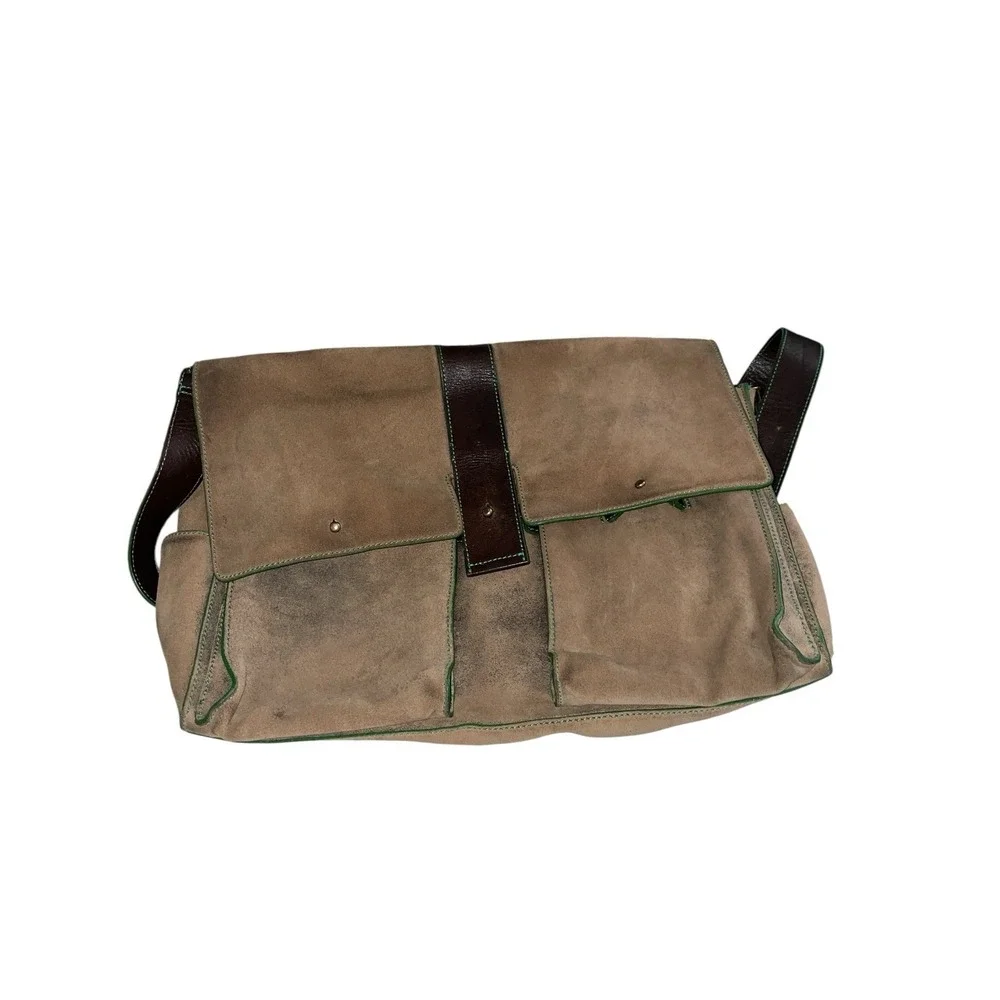 Lambertson Truex Suede Large Messenger/ Laptop Bag Heavy Clean‎